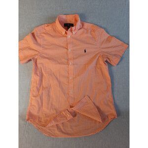 Ralph Lauren Men's XL Youth Check Embroidery Pony Logo Button Shirt Short Sleeve